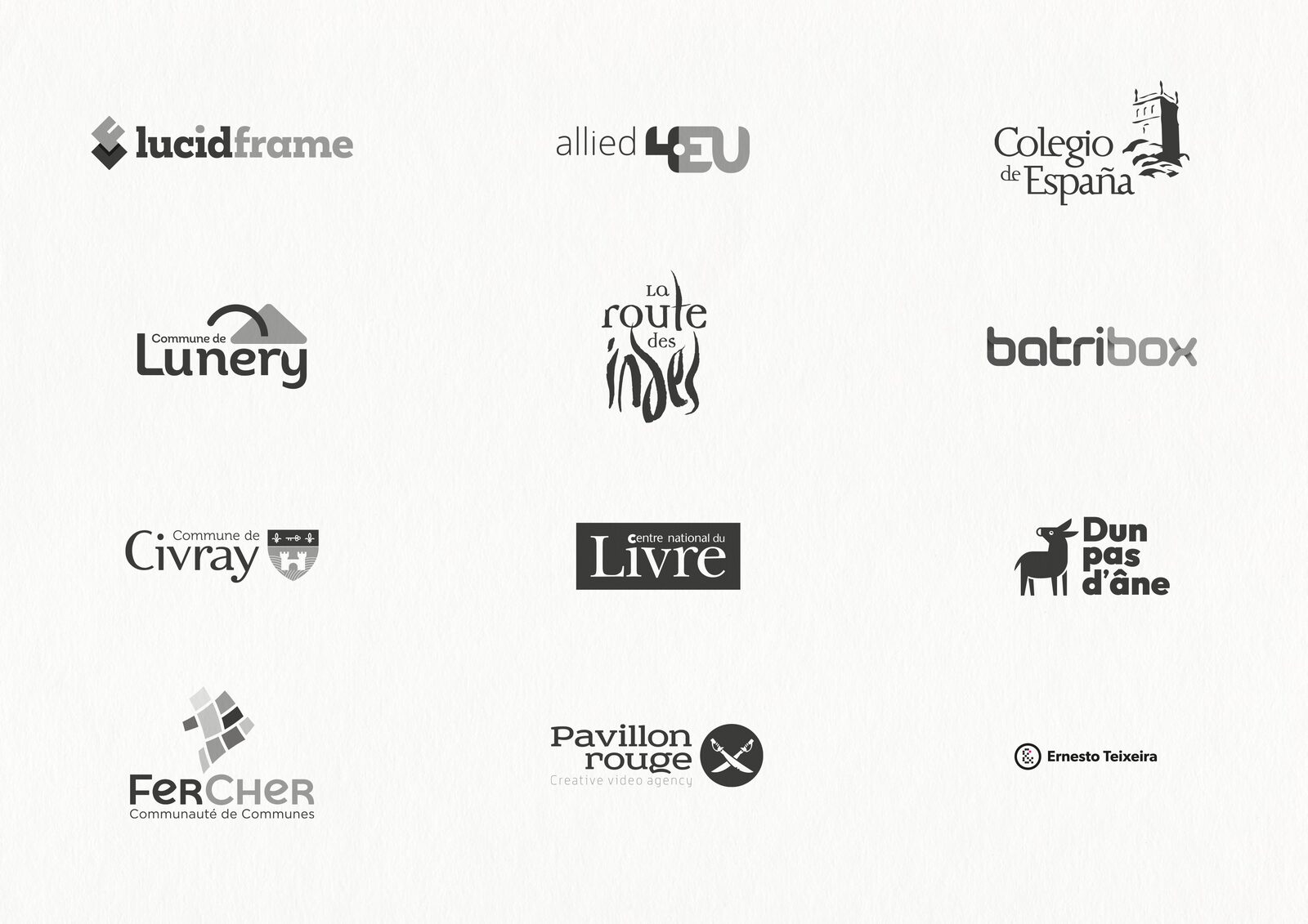 Planche de logotypes conçus par Ernesto Teixeira