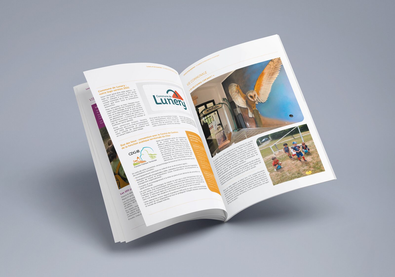 Mise en page du magazine municipal BIM Lunery